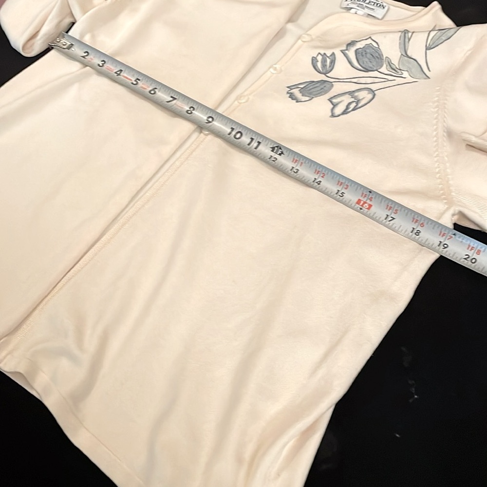 ❤️ Women’s Vintage 80’s Y2K EUC Ivory Cardigan with Floral Embroidery Sz L - Picture 9 of 10